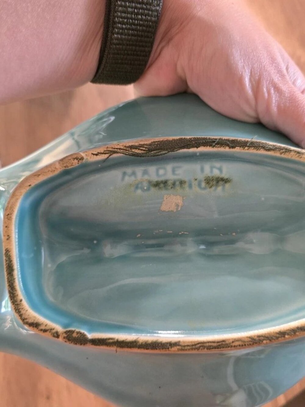 Vintage Mid Century Modern Drip Glaze 9” Ceramic Double Ashtray ATOMIC USA - Picture 4 of 4